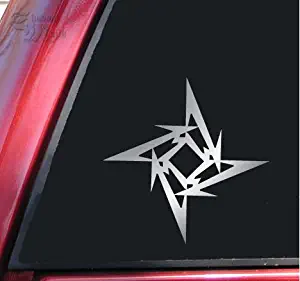 ShadowMajik Metallica Ninja Star Vinyl Decal Sticker (6 Inch, Shiny Chrome)