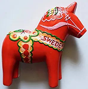 Red Swedish Dala Horse Sweden Resin 3D fridge Refrigerator Thai Magnet Hand Made Craft. by Thai MCnets