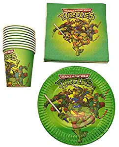 60PCS Baby Shower Food Grade Paper Plates Cups Ninja Turtles Theme Napkins Decoration Birthday Party Set Kids Favors