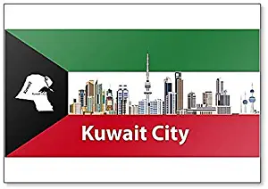 Illustration Of Kuwait City Skyline With Flag And Map Of Kuwait Classic Fridge Magnet