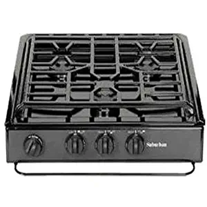 Suburban 3231A 3 Burner Slide-in Cooktop with Sealed Burner - Black w/Piezo Ignition