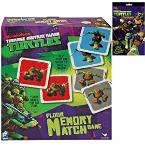 Nickelodeon Teenage Mutant Ninga Turtles Floor Memory Match Game Gift Set for Kids - TMNT 54 Piece Floor Memory Match Game (Each Piece is 3.6 in x 3.6 in) Plus 1 TMNT Sticker Pad (4 Sheets)