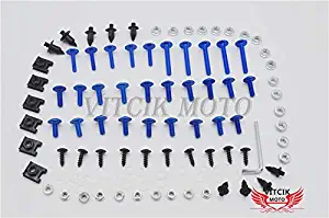 VITCIK Full Fairings Bolt Screw Kits for Kawasaki EX300R Ninja 300 ZX300R 2013 2014 13 14 Motorcycle Fastener CNC Aluminium Clips (Blue & Silver)