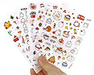 Inovat Cute Molang Rabbit Bunny Rabbit Charactor Sticker Diary Scrap Book Scrapbooking Decor Decoration 6 Sheets Lot Korean Stationery, Version 3rd