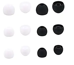 Replacement Earbud Tips fit TaoTronics Wireless Bluetooth and Wired in-Ear Headphones - Small, Medium and Large - Black and Clear (Smaller Inner Post Hole)