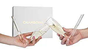 Chambong - Glass Champagne Shooters - Champagne Bong - Champagne Accessories - Prosecco Glasses - Bachelorette Party Favors - Bridesmaids Gifts - Prosecco Gifts - Dishwasher-safe, 6 oz. (2 Pack)