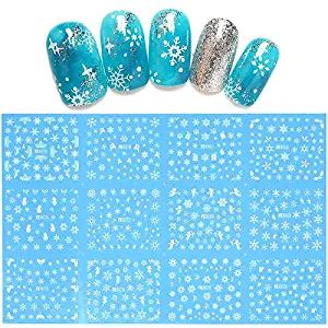 12 sets white SNOWFLAKES christmas party NAIL DECALS night before Christmas eve pin up girl NAIL WRAPS frosty the snowman ugly christmas sweater NAIL ART STICKERS