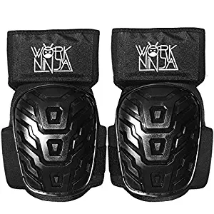 Work Ninja Construction Work Knee Pads For: Carpenters Gardening Cleaning Flooring; Heavy Duty EVA Foam For Professional Grade Adjustable Padded Knee Support 900D Nylon Waterproof Knee Pads