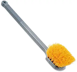 Long Handle Scrub, 20'' Long Plastic Handle, Gray Handle w/Yellow Bristles