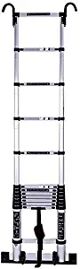 lqgpsx 5.9M/19ft Upgrade Aluminium Telescoping Ladder with Hook and Stabilizer Bar, Folding Portable Extendable Ladder for Attic Household Office Engineering, 330 Pound Capacity