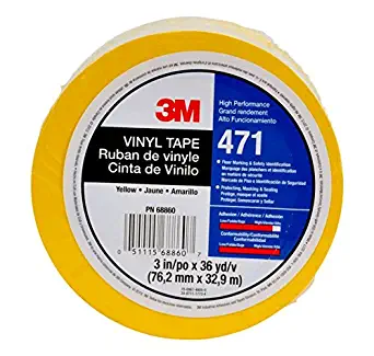 3M 31847 Vinyl Tape 471 Yellow Heat Treated, 1 1/2" x 36 yd.