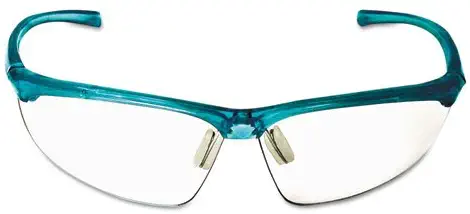 3M Refine 201 Safety Glasses, Wraparound, Clear Antifog Lens, Teal Frame