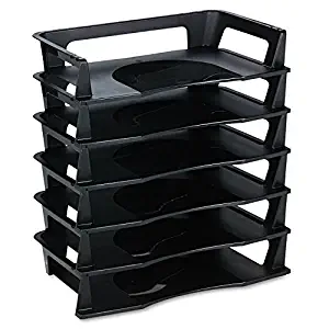 Rubbermaid Regeneration Letter Tray, Six Tier, Plastic, Black