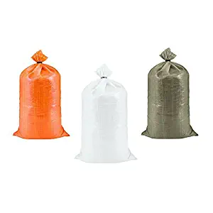 SGT KNOTS Poly Sand Bags for Flood Control (14 in x 26 in - 10 pack) - Polypropylene Sandbags for Flooding - Reusable Empty Sand Bag to Weight with Sand - Heavy Duty Barrier Sandbag Weights (Orange)