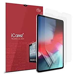 iCarez (Updated Version [Anti-Glare] Matte Screen Protector for Apple 12.9-inch iPad Pro 12.9 2018 [2-Pack] Premium PET Film (Not Glass) Easy to Install (Compatible with Face ID)