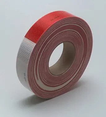 3M Diamond Grade 983-32 Red / White Reflective Conspicuity Tape - 1 1/2 in Width x 150 ft Length - 0.014 to 0.018 in Thick - 67764 [PRICE is per ROLL]