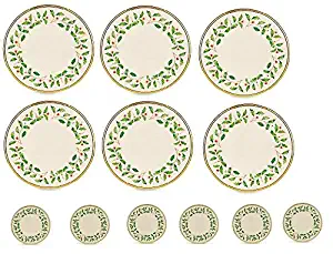 Lenox Holiday Gold 12 Pc SET 6 Dinner Plates, 6 Salad Plates