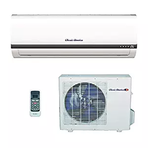 Classic America Ductless Wall Mount Mini Split Inverter Air Conditioner with Heat Pump, 12,000 BTU (1 Ton), 16 SEER 110-120 VAC, Full Set