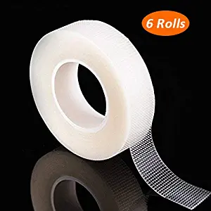 G2PLUS 6 Rolls PE Micropore Medical Tape Roll for Individual Eyelash Extensions,1/2'' x 10 Yards