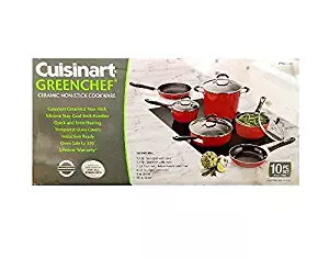 Cuisinart GreenChef Non Stick Cookware Set 10Pc Red Induction Ready