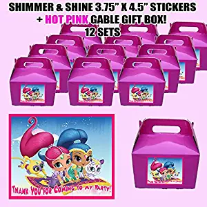 Shimmer and Shine Genies Party Favor Boxes with Thank you Decals Stickers Loots Hot Pink Birthday Shower 12 PIECES GREAT SELLER