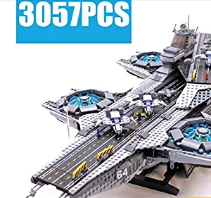 building blocks Shield Hellicarrier with Superheros, Light Kit, and Motor 3,057pcs and Free Storage. Compatible with 76042
