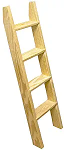 Pine Wood Ladder, Library Ladder, Unassembled - TFK-LDR-MD9-6, 7, 8 Foot x 16" Width - Hardware Included (8 FT)