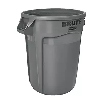 Rubbermaid Commercial Products FG263200GRAY BRUTE Heavy-Duty Round Trash/Garbage Can, 32-Gallon, Gray