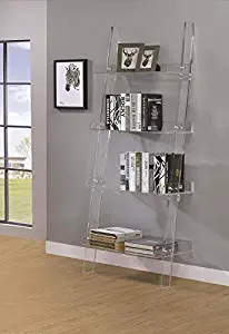 Magshion Clear Acrylic Ladder Shelf Display Bookcase Lucite Rack