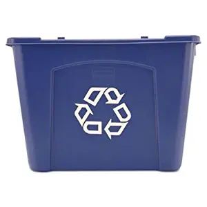 Rubbermaid, 571473, Stacking Recycle Bin, Rectangular, Polyethylene, 14 Gal, Blue