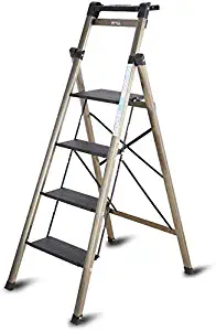 SED Multi-Purpose Stepladders Lightweight 4 Step Staircase with Tool Table Folding Ladder Magnesium Alloy Engineering Ladder for Indoor Cleaning/Climbing Bearing Non-Slip Ladder Stool