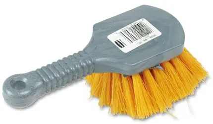 Rubbermaid Commercial 9B29 Long Handle Scrub, 8" Plastic Handle, Gray Handle w/Yellow Bristles