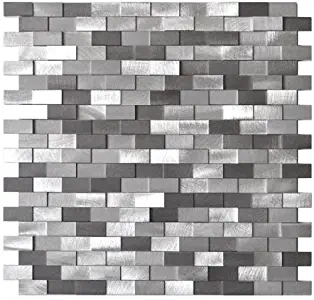 3D Raised Brick Pattern Grey Blends Aluminum Mosaic Tile - Kitchen Backsplash/Bath Backsplash/Wall Decor/Fireplace Surround