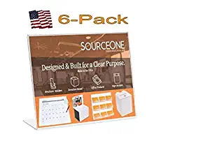 Source One 11 x 8 1/2 Slant Back Clear Acrylic Sign Holder Premium Landscape Ad Frame (6 Pack)