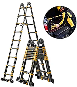 lqgpsx 22FT 6.6M Aluminum Telescoping Ladder with Stabilizer, Portable Telescopic Extension Ladder for Loft Office Engineering Household, Black, Load 330lb (Size : 3.3M+3.3M(6.6m/22ft))