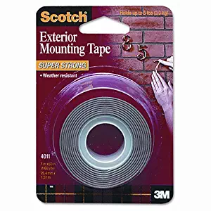 Scotch Products - Scotch - Exterior Weather-Resistant Double-Sided Tape, 1 x 60, Gray w/Red Liner - Sold As 1 Roll - Double-sided gray tape with red liner. - Weather-resistant, holds securely to indoor or outdoor surfaces such as stucco and brick. - Super strong, holds onto virtually any surface.