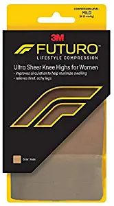  FUTURO Energizing Ultra Sheer Knee Highs Mild Medium Nude 1 Pair (Pack of 3)