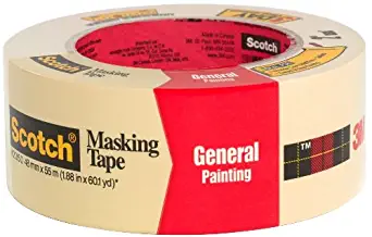 3M Scotch 2050 Greener Crepe Paper Performance Painting Masking Tape, 60 yds Length x 2" Width, Tan