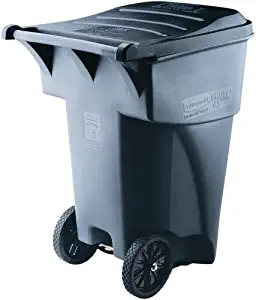 Brute® Rollout Trash Can With Lid, Gray, 95 Gallons