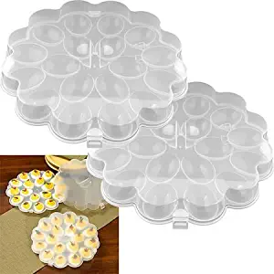 Set of 2 Deviled Egg Trays with Snap On Lids that Holds 36 Eggs