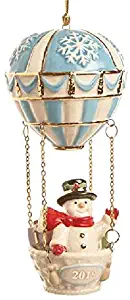 Lenox 2019 Snowman's Hot Air Balloon Ornament 24 k Gold 5.5" New in Box