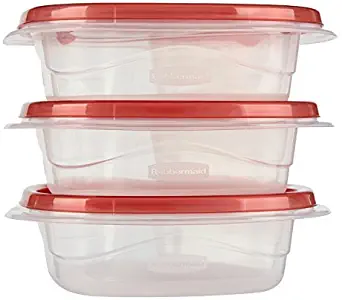 Rubbermaid TakeAlongs Divided Snacking Food Storage Containers, 2.2 Cup, Tint Chili, 3 Count 1859699