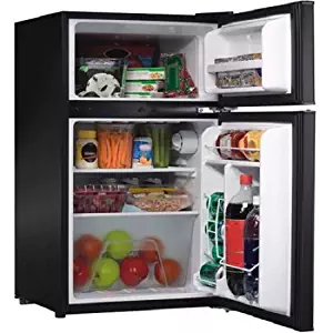 Galanz 3.1 cu ft Compact Refrigerator Double Door, Black