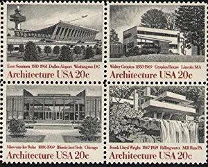 AMERICAN ARCHITECTURE ~ BUILDINGS #2022a Block of 4 x 20¢ US Postage Stamps
