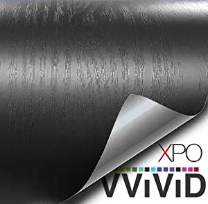 VViViD Black Ash Wood Grain Textured Vinyl Wrap Film W/Air-release Adhesive (1ft x 48 Inch)