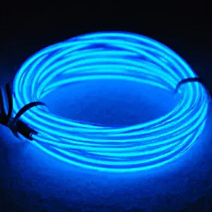 Neon Glowing Strobing Electroluminescent Wire,Eastchina EL Wire with Battery Pack 3M Super Bright Light Neon Tube Neon Glowing strobing of 360 Degrees of Illumination for Party Halloween Decoration