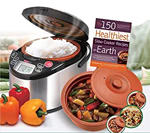 VitaClay VM7900-6 Smart Organic Multi-Cooker- A Rice Cooker, Slow Cooker, Digital Steamer plus bonus Yogurt Maker & The 150 Healthiest Slow Cooker Recipes on Earth Book (Bundle)