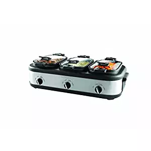 Triple 2.5-Quart Slow Cooker with Non-Stick Aluminum Pots and Locking Lids