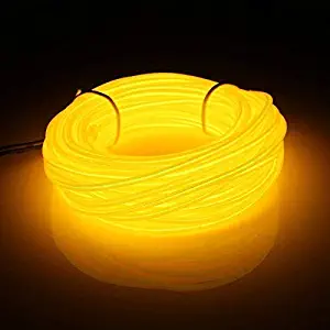 San Jison 3m EL Wire Tube Rope Battery Powered Flexible Neon Light 3 Modes Electroluminescence Wire for Car Party Wedding Decoration with Controller(Yellow)