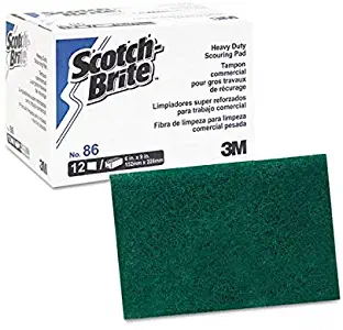 Scotch-Brite 86 Commercial Heavy-Duty Scouring Pad, Green, 6 x 9, 12/Pack